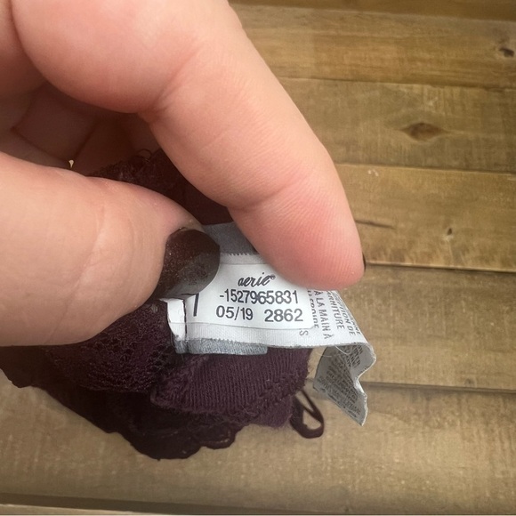 Aerie Lined Lace Racerback Bralette in Aubergine Sz S - Picture 3 of 5